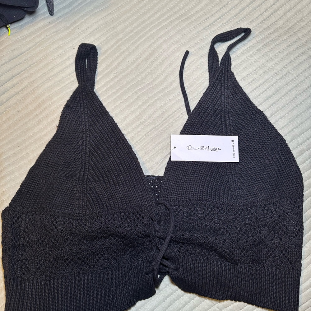 Black Knit Halter Top